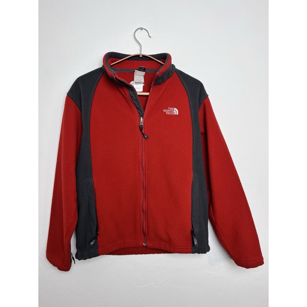 The North Face Red / Gray Fleece Zip Up Light Weight Jacket Boys Large
